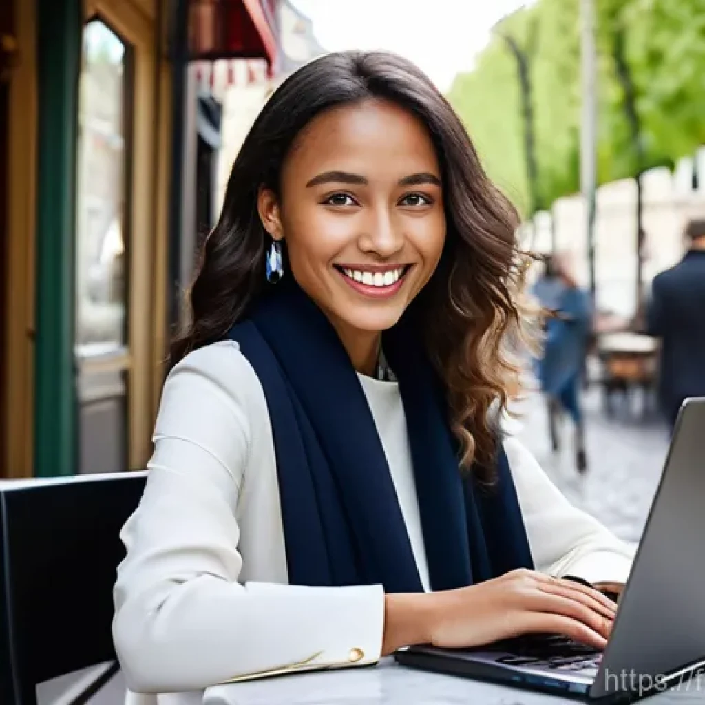 리눅스 실무와 오픈소스 기술 활용 사례 - In the foreground, a young female university student in stylish, modern casual attire works on her s...