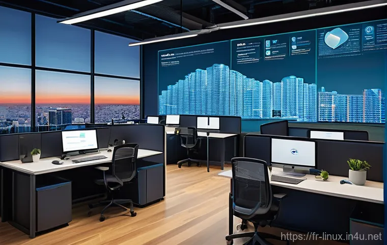 리눅스 자격증 취득 후 커리어 개발 방향 - **Prompt:** A diverse group of young professionals, smartly dressed in modern business casual attire...