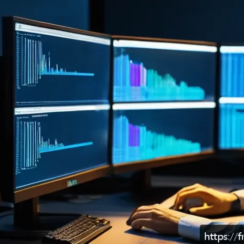 Home 30 리눅스 실무에서 요구되는 필수 기술 정리 - A modern Linux system administrator working intently at a sleek, dimly lit workstation filled with m...